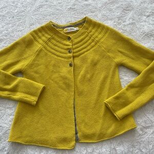 Mini Boden Bright Yellow Kid’s 3 Button Cardigan Sz 9-10Y